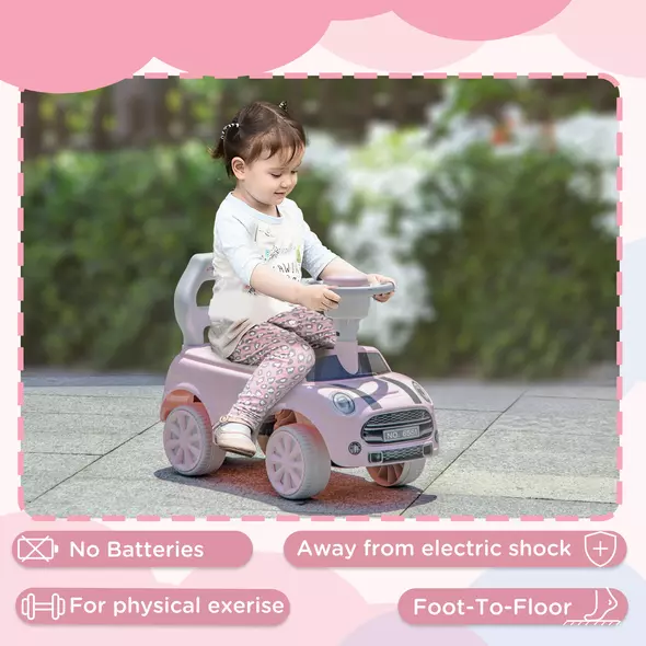 AIYAPLAY Foot To Floor Ride On Car Sliding Car w/ Air Horn, Anti-Over-Backwards, 18 to 36 Months - Pink - 6