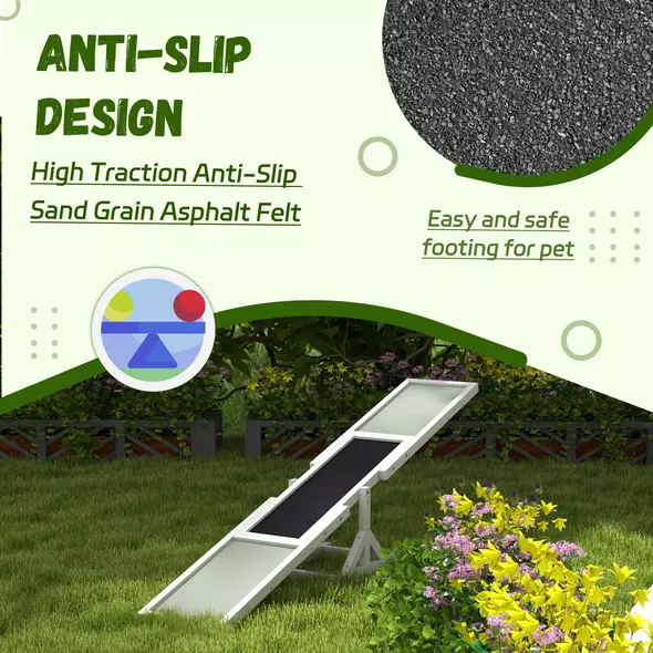 PawHut Wooden Pet Seesaw for Big Dogs, Dog Agility Equipment with Anti-Slip Surface - White - 5