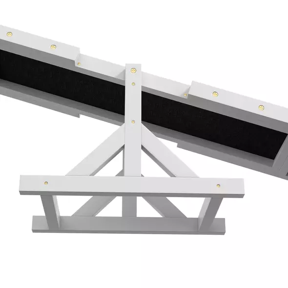 PawHut Wooden Pet Seesaw for Big Dogs, Dog Agility Equipment with Anti-Slip Surface - White - 8