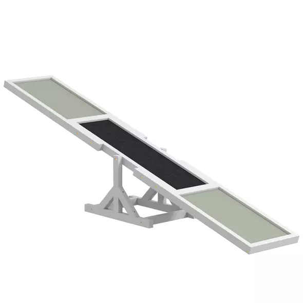 PawHut Wooden Pet Seesaw for Big Dogs, Dog Agility Equipment with Anti-Slip Surface - White - 1