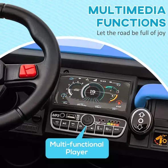 HOMCOM 12V 2 Seater Kids Electric Ride-On Car with Electric Bucket, Remote Control - Blue - 5