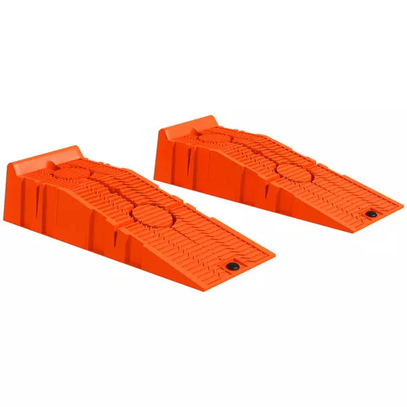 DURHAND 2 PCs Car Ramps Heavy Duty 2.5 Ton Motorhome Levelling Ramps, Plastic Garage Workshop Car Lift, Portable Automotive Vehicle Campervan Car Ramp, Orange - 1