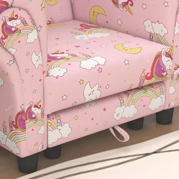 AIYAPLAY 2 Piece Kids Sofa Set with Unicorn Design, Wooden Frame, for 1.5-3 Years Old, Pink - 9