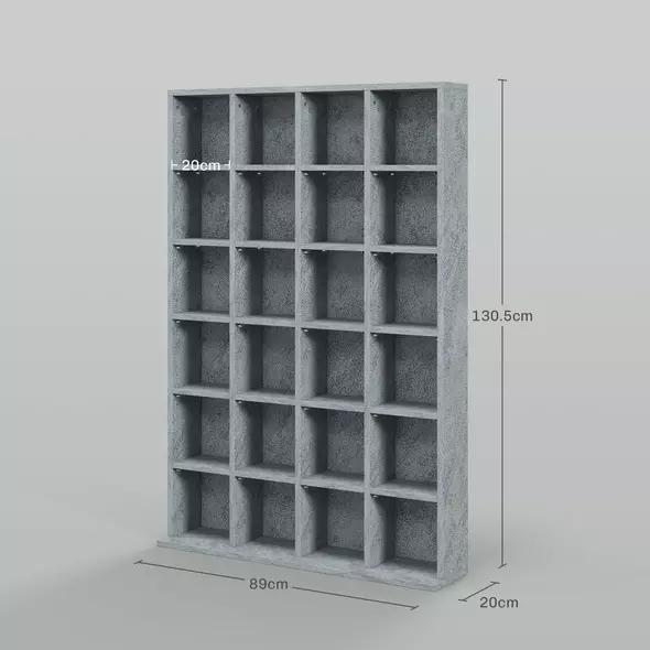 HOMCOM CD Storage Unit with Adjustable Shelves, 89 x 130.5 cm, Cement Grey - 3
