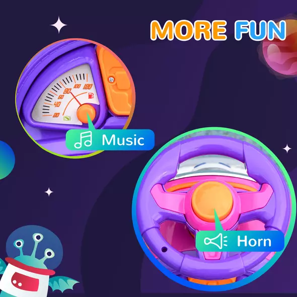 AIYAPLAY 3 in 1 Ride on Push Car, Cartoon Robot Theme Foot to Floor Slider w/ Handle Light Music Horn, Storage - Pink - 7