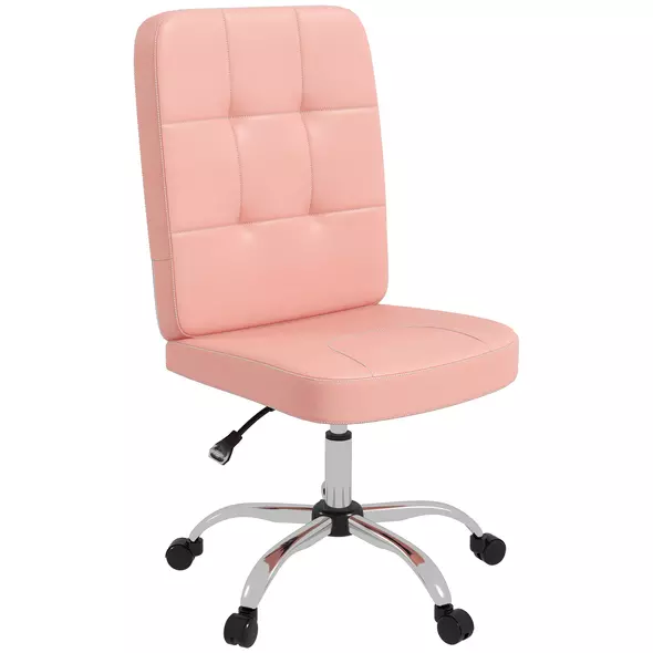 Vinsetto Armless Faux Leather Office Chair - Pink - 1