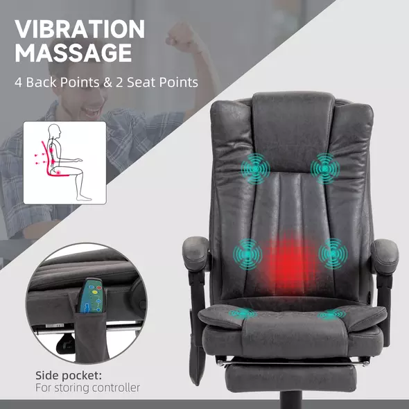 Vinsetto Six-Point Massage Chair, with Heat and Footrest - Dark Grey - 4