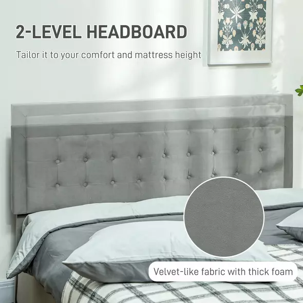 HOMCOM King Size Ottoman Bed Frame, with Front Drawer - Grey - 5