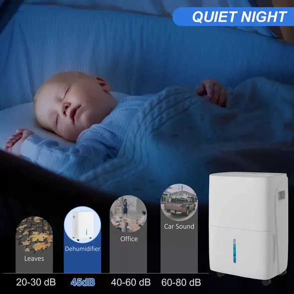 HOMCOM 30L/Day Dehumidifier with Auto-Clean Filter, Continuous Drainage, 4L Water Tank, 24H Timer, Digital Humidity Display, Dehumidifier for Home Damp, Bedroom, Condensation, Mould, Laundry Drying - 6