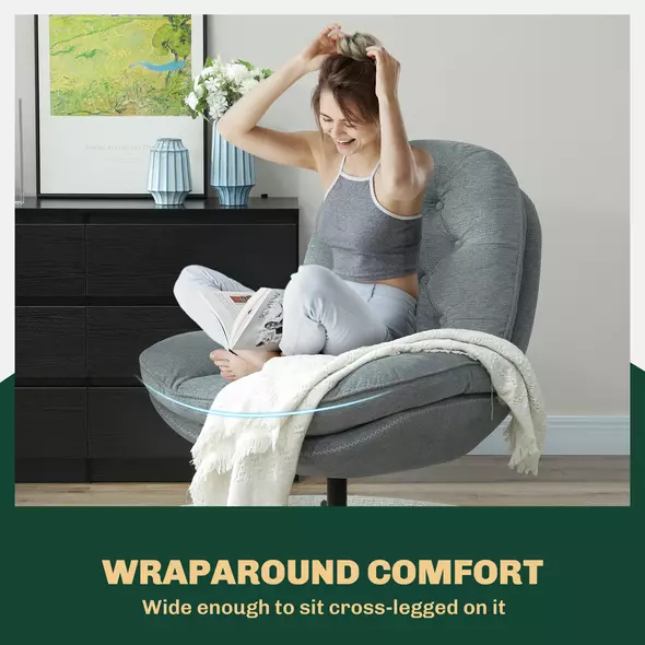 HOMCOM Relaxed Swivel Armchair - Grey - 5