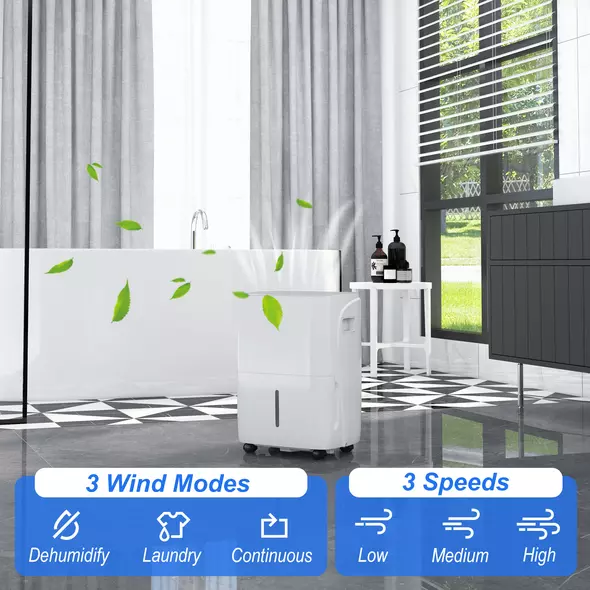 HOMCOM 30L/Day Dehumidifier with Auto-Clean Filter, Continuous Drainage, 4L Water Tank, 24H Timer, Digital Humidity Display, Dehumidifier for Home Damp, Bedroom, Condensation, Mould, Laundry Drying - 5