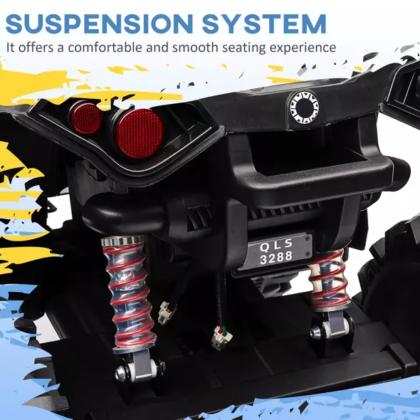 HOMCOM 12V Quad Bike ATV with LED Lights, Music, Backrest, Forward, Backward, Yellow - 7