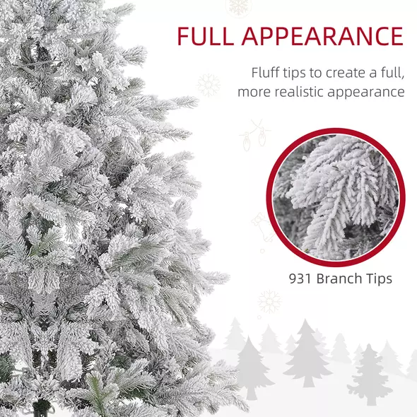 HOMCOM 5ft Bushy Snow-Flocked Artificial Christmas Tree, with LED Lights - 6