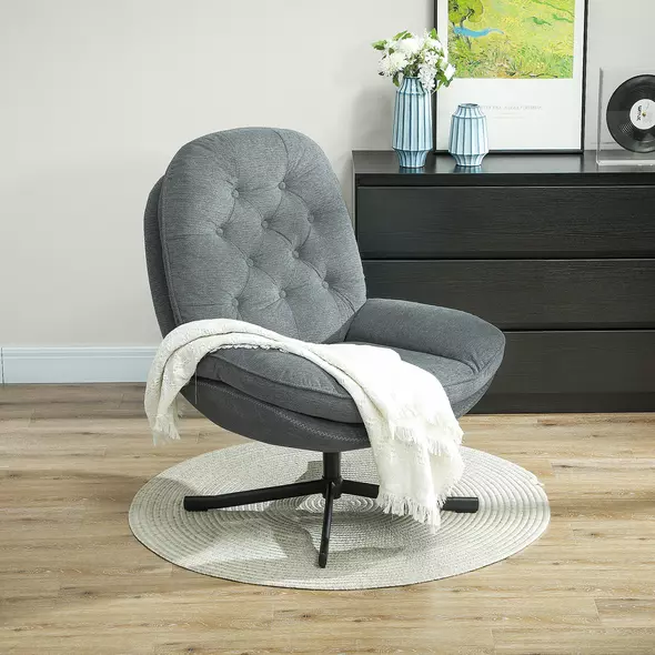 HOMCOM Relaxed Swivel Armchair - Grey - 2