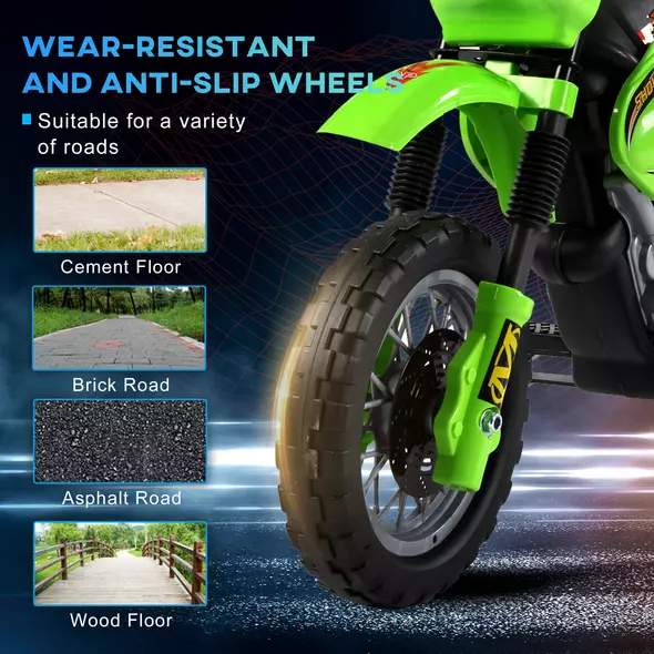 HOMCOM 6V Kids Child Electric Motorbike Ride on Motorcycle Scooter Children Toy Gift for 3-6 Years (Green) - 6