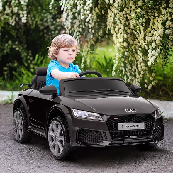 HOMCOM Kids Licensed Audi TT Ride-On Car 12V Battery w/ Remote Suspension Headlights and MP3 Player 2.5-5km/h Black - 2