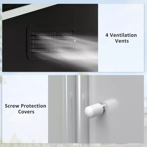 Outsunny 7.7 x 5.7ft Metal Garden Shed, Galvanised Outdoor Tool Storage House with Ventilation Slots and Sliding Doors, Grey - 6