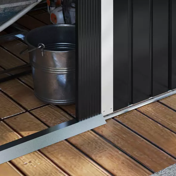 Outsunny 7.7 x 5.7ft Metal Garden Shed, Galvanised Outdoor Tool Storage House with Ventilation Slots and Sliding Doors, Grey - 9