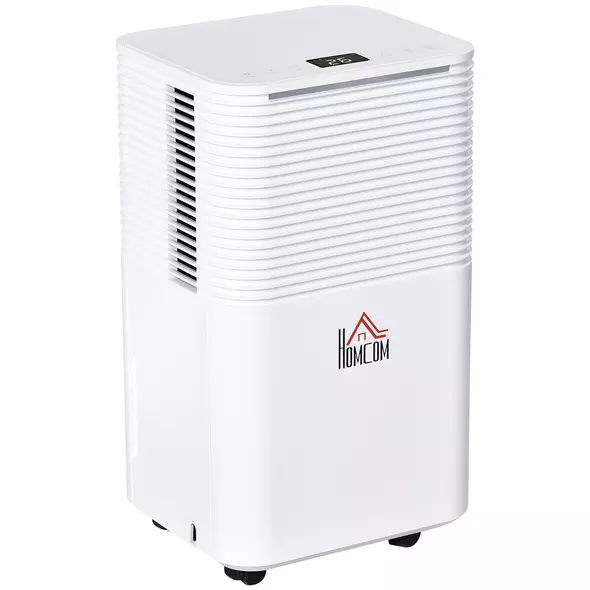HOMCOM 10L/Day Dehumidifier with 2L Water Tank, Laundry Drying, Automatic Humidity Sensor, Electric Portable Dehumidifier with 24H Timer, 3 Modes for Home Damp, Mould and Condensation - 1