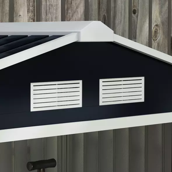 Outsunny 7 x 4ft Weatherproof Shed, Outdoor Bike Storage Shed with Ventilation Slots, Foundation Kit and Lockable Double Doors, Dark Grey - 8