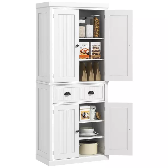 HOMCOM Freestanding Multi-Storage Kitchen Cabinet - White - 1