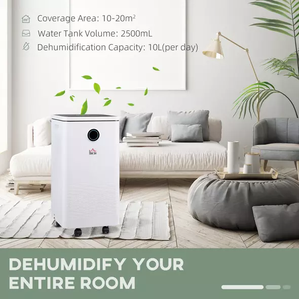 HOMCOM 10L/Day Dehumidifier with WiFi Smart App Control, 2.5L Water Tank, Digital Display, Sleep Mode, 24H Timer, Laundry Clothes Drying, for Home and Large Room Basement - 5