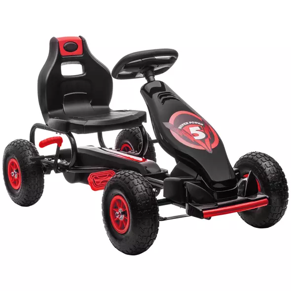 HOMCOM Kids Pedal Go Kart, with Adjustable Seat, Inflatable Tyres - Red - 1