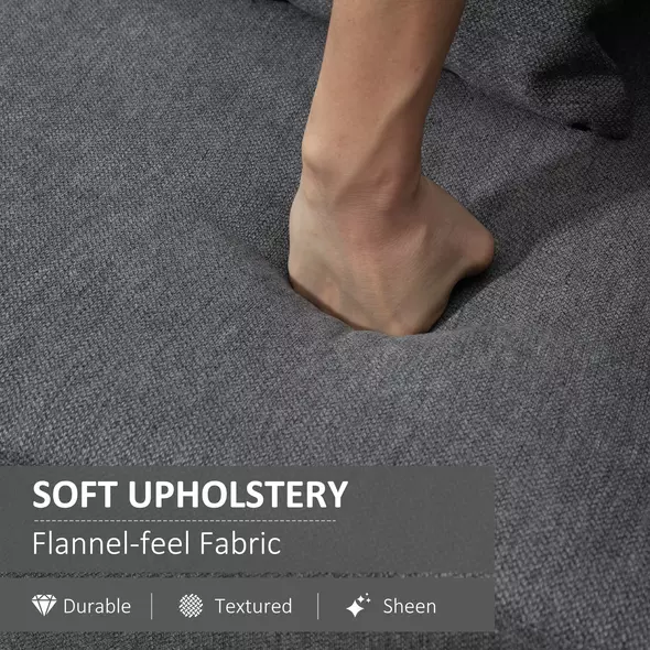 HOMCOM 2 Seater Sofa, Modern Fabric Loveseat Sofa, Small Couch with 2 Pillows, Armrest and Wood Legs for Living Room, Bedroom, Home Office, Grey - 4