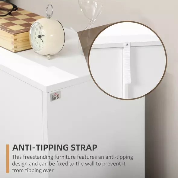 HOMCOM Bathroom Cabinet, Freestanding Storage Cabinet with 4 Drawers, Door Cupboard for Living Room, Kitchen, Bedroom, White - 7