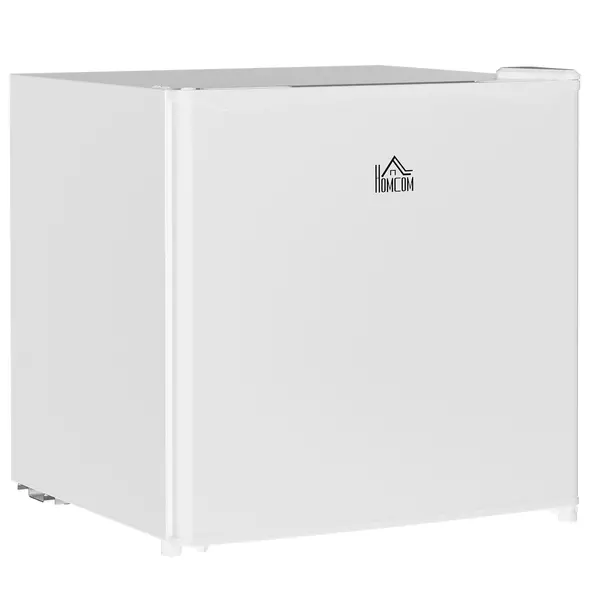 HOMCOM 46 Litre Table Top Mini Fridge, Small Fridge with Ice Box, Reversible Door, Adjustable Temperature and Legs for Bedrooms, Home Office, Cream - 1