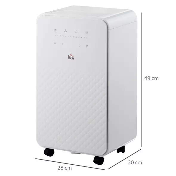 HOMCOM 2000mL Portable Dehumidifier with Air Purifier, 24H Timer, 5 Modes, 10L/Day, for Home Laundry, White - 3