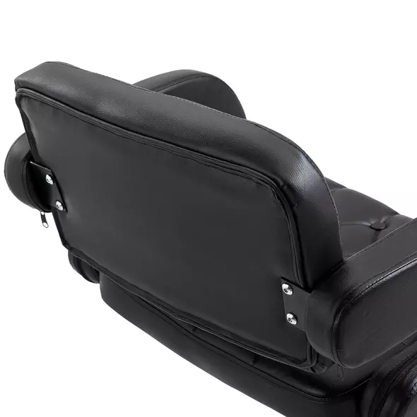 HOMCOM PU Leather Upholstered Swivel Bar Stool, Height Adjustable with Back, Armrest, Footrest, Black - 9