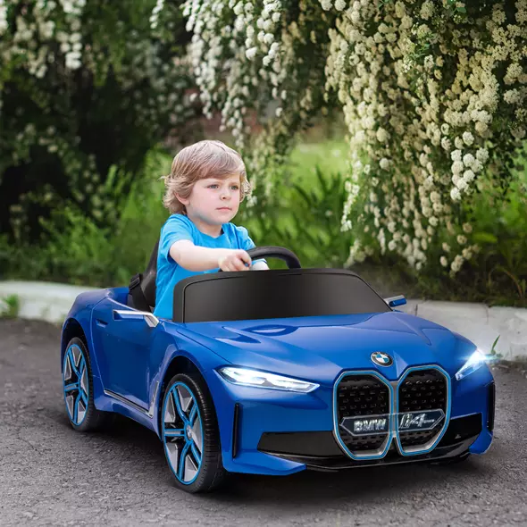 HOMCOM BMW i4 Licensed 12V Kids Electric Ride-On Car, Blue - 2