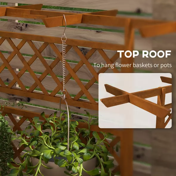 Outsunny Wooden Trellis Planter Box, Raised Garden Bed to Grow Vegetables, Herbs and Flowers, Orange - 5