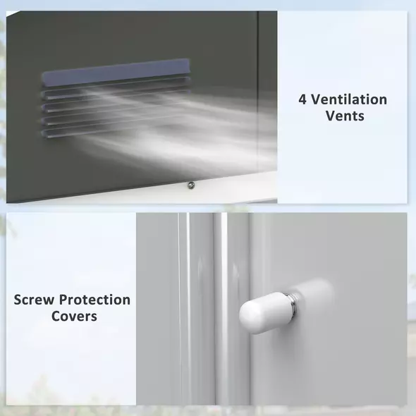 Outsunny 6.5x3.5ft Metal Garden Storage Shed for Outdoor Tool Storage with Double Sliding Doors and 4 Vents, Dark Grey - 6