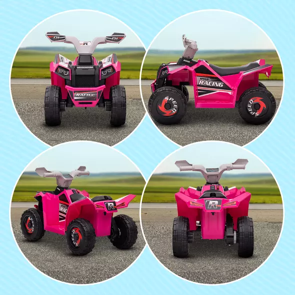HOMCOM 6V Quad Bike with Wear-Resistant Wheels, Forward Backward Function, for Ages 18-36 Months, Pink - 7
