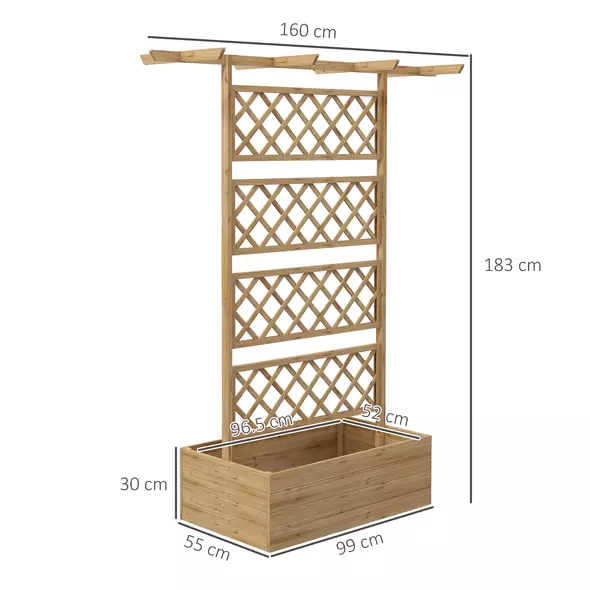 Outsunny Wooden Trellis Planter Box, Raised Garden Bed to Grow Vegetables, Herbs and Flowers, Natural Tone - 3