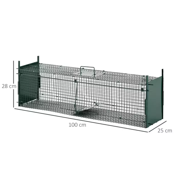 PawHut Two-Door Live Trap for Small Animals, Animal Trap for Rat, Mice - Dark Green - 3