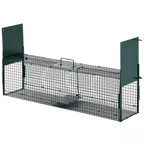 PawHut Two-Door Live Trap for Small Animals, Animal Trap for Rat, Mice - Dark Green - 1