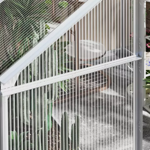 Outsunny 6 x 6ft Walk-In Greenhouse, Polycarbonate Greenhouse with Sliding Door, Window, Aluminium Frame, Foundation, Silver - 9