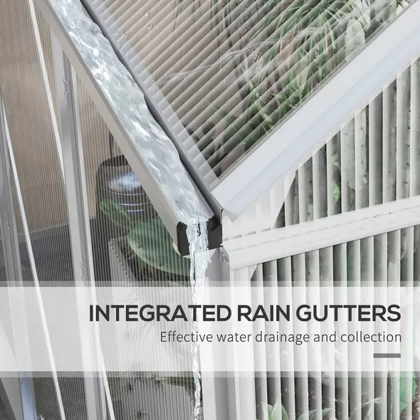 Outsunny 6 x 6ft Walk-In Greenhouse, Polycarbonate Greenhouse with Sliding Door, Window, Aluminium Frame, Foundation, Silver - 7