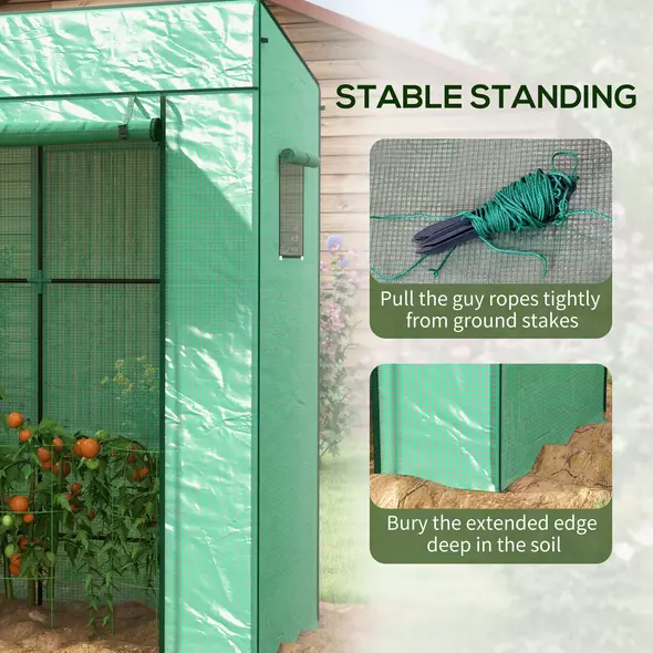 Outsunny 77 x 196cm Walk-In Greenhouse, with Accessories - 7