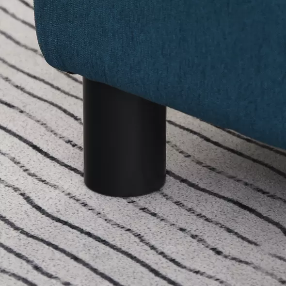 HOMCOM Linen Fabric Footstool Ottoman Cube with 4 Plastic Legs, Blue - 8