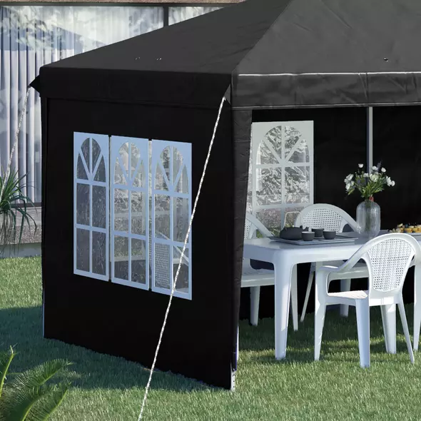Outsunny 3 x 6m Pop-Up Gazebo, with Removable Walls - Black - 9