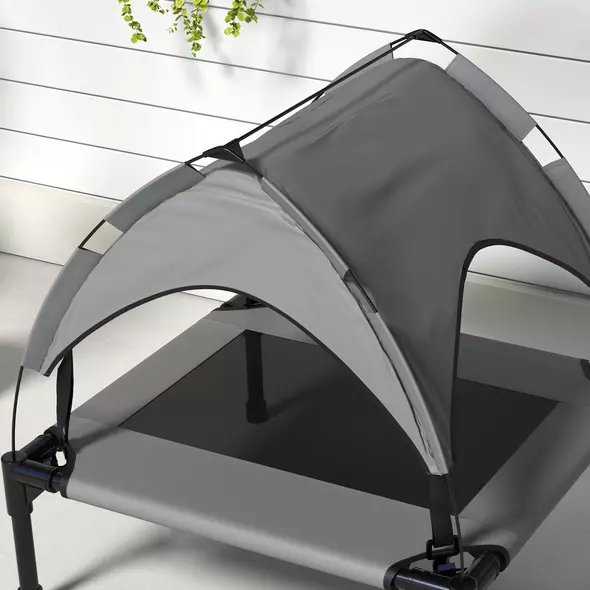 PawHut Cooling Raised Pet Bed w/ Washable Breathable Mesh, for Small Medium Dogs, 76 x 61 x 69.5cm - Light Grey - 8