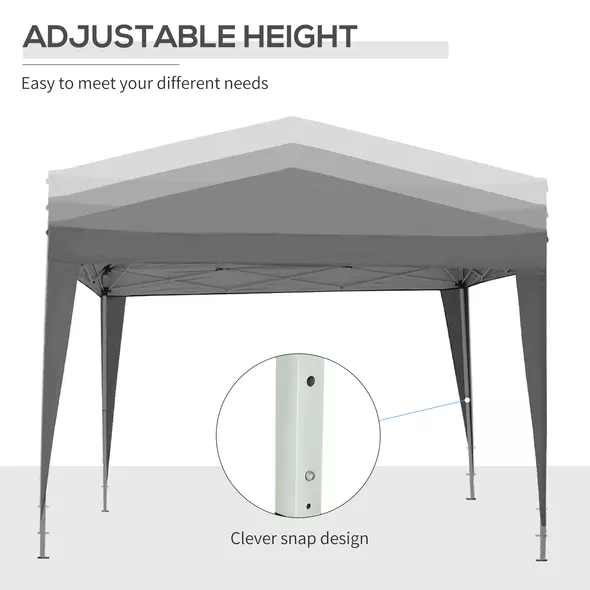 Outsunny 3 x 3 m Garden Pop Up Gazebo, Wedding Party Tent Marquee, Water Resistant Awning Canopy with Sidewalls, Windows, Carry Bag, Grey - 9