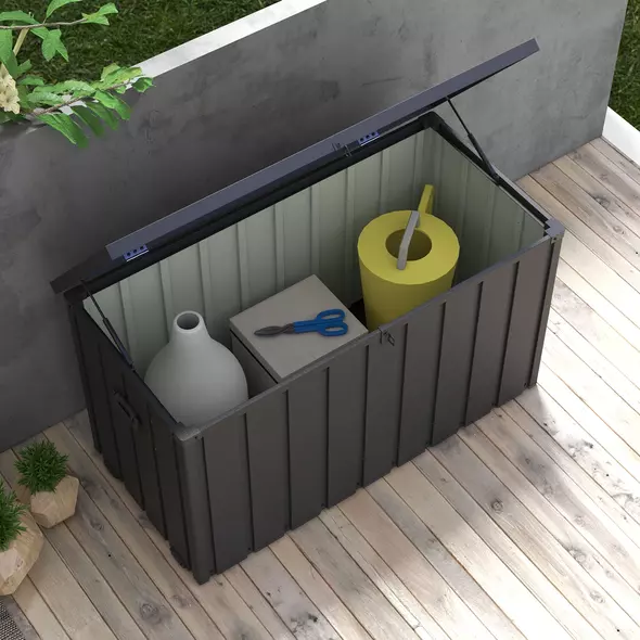 Outsunny 450L Galvanised Steel Garden Storage Box, with Wheels - Dark Grey - 8