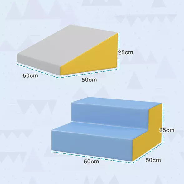 HOMCOM 2 Piece Soft Play Set for Toddler Climb and Crawl, for 12-36 Months, Grey - 3