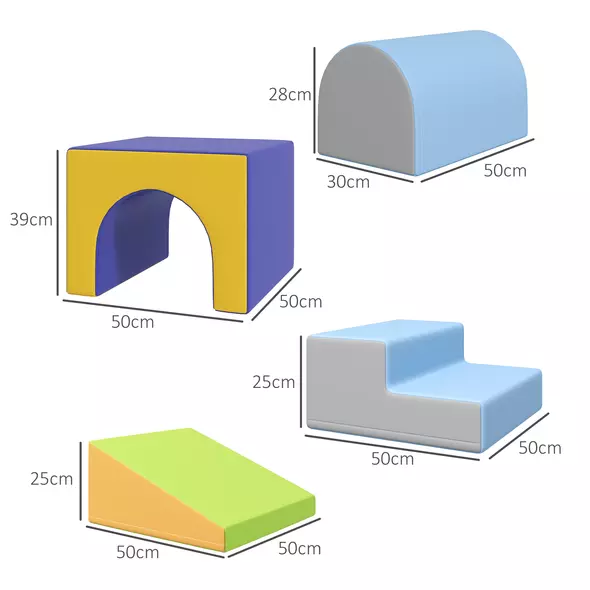 HOMCOM 4-Piece Soft Play Set for Toddlers, Multicoloured - 3