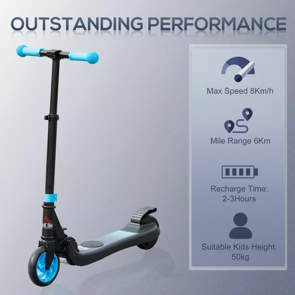 HOMCOM Folding Electric Scooter with Brake, for Ages 6+ Years, 8km/h Maximum Speed, Blue - 4